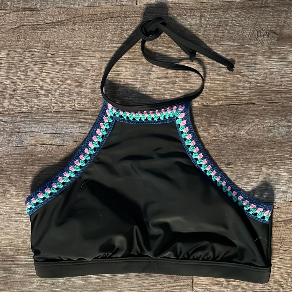 Seekers crochet detailed halter bikini top